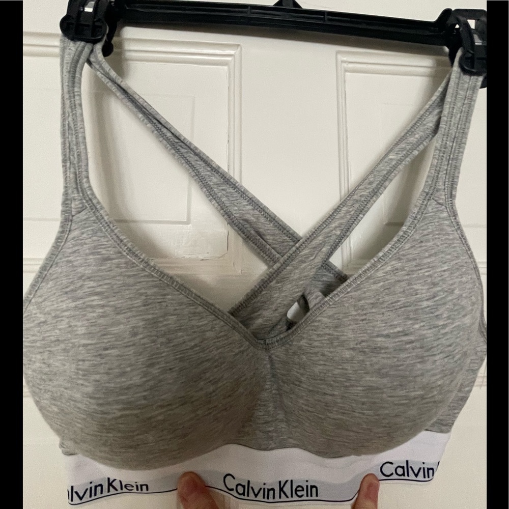 Calvin Klein gray bra.
